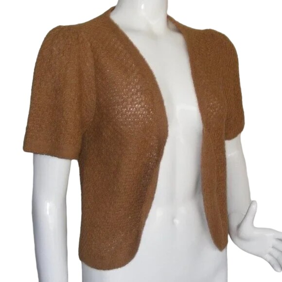 ANDEAN SUN Alpaca Sweater Top, L, Open front, Short sleeves, Textured, Cardigan - Picture 2 of 10